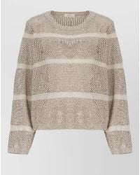 Panicale - Crew Neck Knit Sweater Sequins Pattern - Lyst