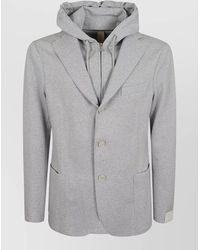 Eleventy - Hooded Jacket Notch Lapel Single Breasted Pockets - Lyst