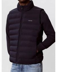 Calvin Klein - Nylon Puffer Jacket High Collar Pockets - Lyst