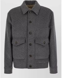 Valentino Garavani - Wool Blend Coat Collared Design Pockets - Lyst