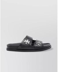 Tory Burch - Leather Flat Slider Sandals - Lyst