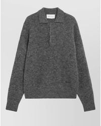 Ami Paris - Alpaca Wool Knit Long-Sleeve Polo Sweater - Lyst