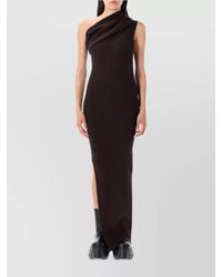 Rick Owens - Ribbed Asymmetric Draped One-Shoulder Sleeveless Maxi Dress - Lyst