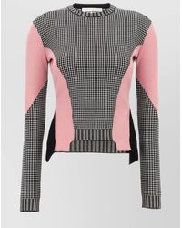 McQueen - Houndstooth Wool Crew Neck Asymmetric Jumper - Lyst