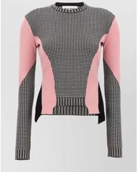McQueen - Houndstooth Wool Crew Neck Asymmetric Jumper - Lyst