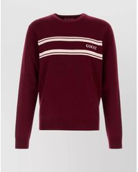 Gucci - Crew Neck Wool Blend Sweater With Striped Pattern - Lyst