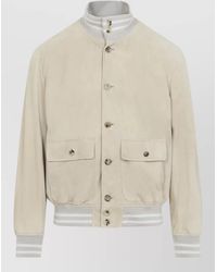 Ralph Lauren - Suede Bomber Jacket Varsity Design - Lyst