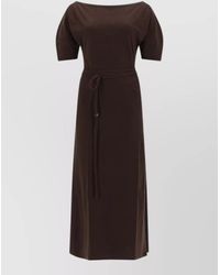 Lemaire - Belted Boat Neck Short Sleeve Midi Dress - Lyst