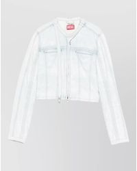 DIESEL - Denim Cotton Jacket Chest Pockets Cropped - Lyst