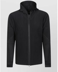 Homme Plissé Issey Miyake - Ribbed Texture Hooded Zip-Up Sweater - Lyst