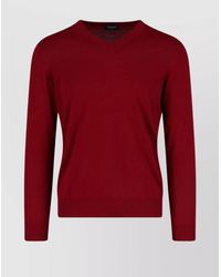 Drumohr - Ribbed V-Neck Knitwear With Long Sleeves - Lyst
