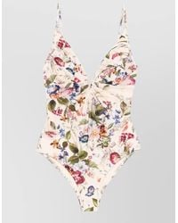 Zimmermann - Floral-Print V-Neck One-Piece Swimsuit - Lyst