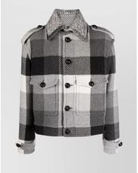 Etro - Large Check Pattern Coat Front Pockets - Lyst