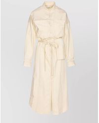 Lemaire - Cotton Belted Long-Sleeve Shirt Midi Dress - Lyst