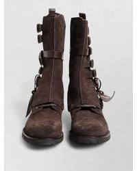 Dolce & Gabbana - Suede Leather Combat Ankle Boots Shoes - Lyst