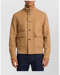 Lardini - Virgin Wool Ribbed-Collar Bomber Jacket - Lyst