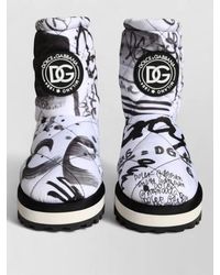 Dolce & Gabbana - Padded Logo Print Mid Calf Boots Shoes - Lyst