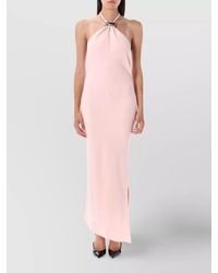 The Attico - Long Dress With Asymmetric Hem And Metal Detail - Lyst