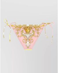 Versace - Floral-Print Tie-Side Bikini Bottoms - Lyst