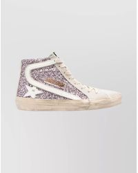 Golden Goose - Leather Glitter High-Top Sneakers - Lyst