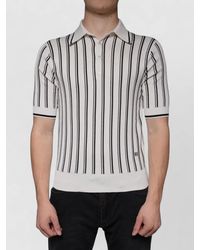 Dolce & Gabbana - Silk Striped Short-Sleeve Polo Shirt - Lyst