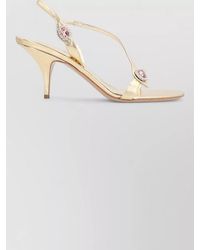Ferragamo - Leather Crystal-Embellished Sandals - Lyst