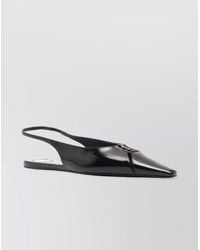 Saint Laurent - Leather Slingback Ballet Flats With Pointed Toe - Lyst