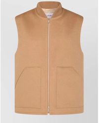 Lardini - Ribbed Collar Sleeveless Design Front Pockets Jacket - Lyst