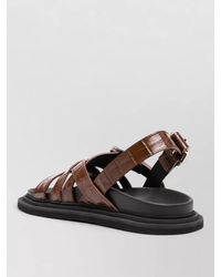 Moschino - Open Toe Flat Sole Textured Strappy Sandals - Lyst