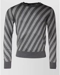 Dolce & Gabbana - Silk Striped Long-Sleeve Round-Neck Sweater - Lyst