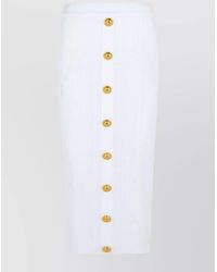 Balmain - Viscose Blend Ribbed Twisted Knit Midi Pencil Skirt - Lyst