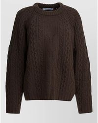 Sandbeige - Sweater Cable Pattern Crew Neck Long Sleeves - Lyst