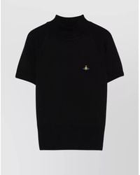 Vivienne Westwood - Virgin Wool Fine Ribbed Slim Fit Mock Neck Short Sleeve Top - Lyst
