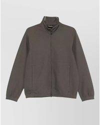 Emporio Armani - Zip Sweatshirt High Collar Elasticated Cuffs Pockets - Lyst