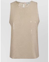 Peserico - Georgette Top Sequin Detail Back Keyhole - Lyst