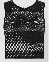 Pinko - Crochet-Knit Sleeveless Top - Lyst