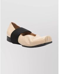 Uma Wang - Square Toe Tumbled Leather Ballerina Shoes - Lyst