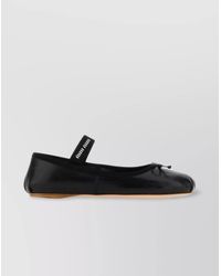 Miu Miu - Leather Ballerinas With Round Toe And Bow - Lyst