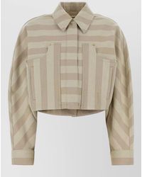 Fendi - Striped Cropped Drill Jacket Front Pockets - Lyst