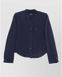 Emporio Armani - Long Sleeve Band Collar Buttoned Blazer - Lyst