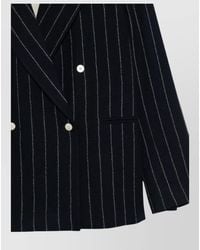 Alysi - Striped Wool Double Breasted Tailored Jacket - Lyst