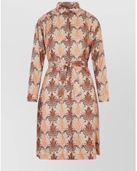 Etro - Silk Blend Printed Long-Sleeve Shirt Midi Dress - Lyst