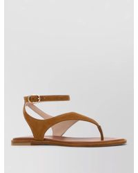 Stuart Weitzman - Marley Suede Thong Sandals Ankle Strap - Lyst