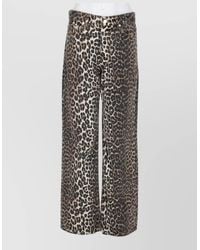 Ganni - Animal-Print Wide-Leg Jeans - Lyst