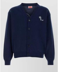 KENZO - Ribbed V-Neck Wool-Blend Cardigan - Lyst