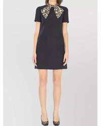 Valentino Garavani - Silk Wool Leopard-Print Bow Mini Dress - Lyst