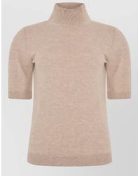 Max Mara - Wool High-Neck Short-Sleeve Sweater - Lyst