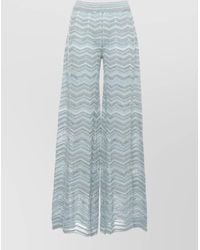 D.exterior - Lurex Chevron High Waist Sheer Wide Pants - Lyst