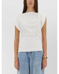 Isabel Marant - Cotton Pleated Sleeveless Boat Neck T-Shirt - Lyst