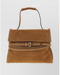 Moschino - Adjustable Strap Suede Shoulder Bag - Lyst